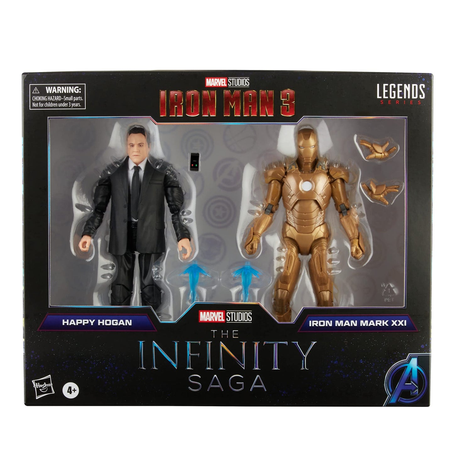Universo Marvel Marvel Hasbro Legends Series, Action Figure Toy 2-Pack Happy Hogan and Iron Man Mark 21, Infinity Saga characters, Premium Design, 2 Figures and 5 Accessories, Multicoloured (F0191)