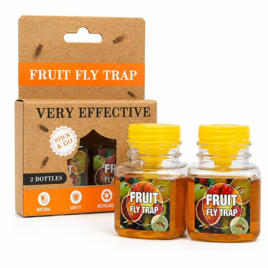 Alimos Fruit Fly Trap for Indoors, 2 Pack Fruit Fly Killer for Home and Kitchen, Natural Bait Fruit Fly Catcher, Up to 3 Weeks per Bottle, Child and Pet Friendly Indoor Fruit Fly Traps