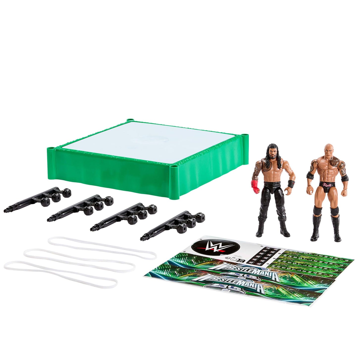 Mattel WWE Bloodline Rules Playset with Ring & 2 Action Figures, Includes The Rock & Roman Reigns 6-inch Superstar Collectibles, JDB55