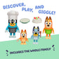 BLUEY It's Time For Pavlova With This Pavlova 4 Pack, Includes, Bingo, Bandit In His Chef Hat and Chilli and 2 Accessories, Four 6-7.6 CM Articulated Figures