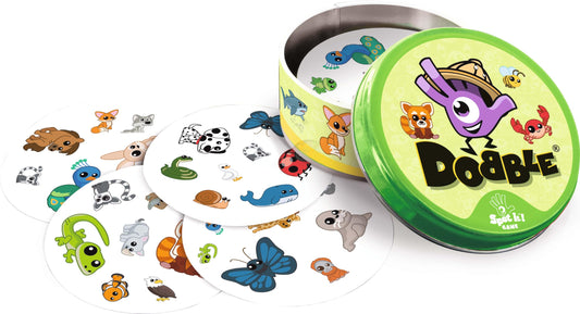 Asmodee | Dobble Animals | Fun Family Card Game | Fast-Paced Observation Game | 15 Min Playtime | 2-8 Players | Ages 6 and up | Tin Box & 55 Cards