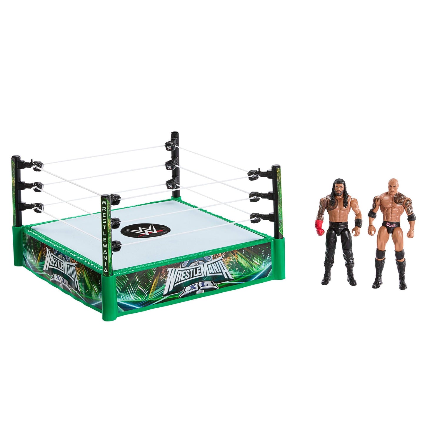 Mattel WWE Bloodline Rules Playset with Ring & 2 Action Figures, Includes The Rock & Roman Reigns 6-inch Superstar Collectibles, JDB55