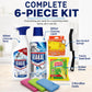 Limescale Remover Bundle - Spray 500ml & Cleaning Liquid 500ml with Crevice Detail Brush, Non-Scratch Scrub Sponge, Rubber Gloves & 3 Microfibre Cloths - Bathroom Taps Shower Tile Descaler Set