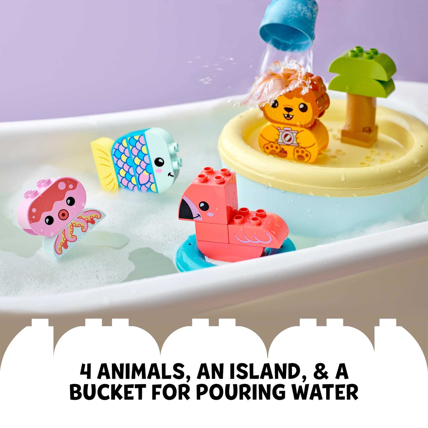 LEGO 10966 DUPLO Bath Time Fun: Floating Animal Island Bath Toy for Babies and Toddlers 1.5 plus Years Old, Baby Bathtub Water Toys, Easy to Clean