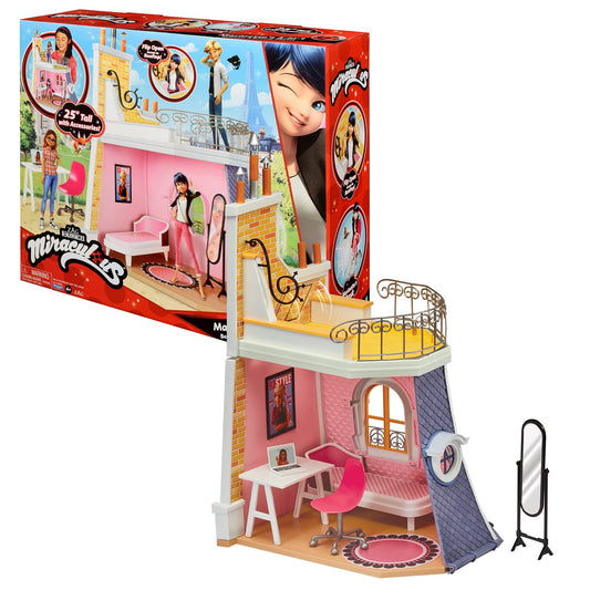 Miraculous: Tales of Ladybug & Cat Noir - 2in1 Balcony Bedroom Dolls House and Accessories Playset Bandai