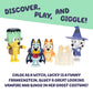 Bluey Figure 4-Packs, Halloween, 2.5 Inch Poseable Figures of Bluey, Bingo, Chloe and Lucky Dressed In Halloween Costumes, With Accessories