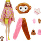 Barbie Dolls and Accessories, Cutie Reveal Doll with Monkey Plush Costume & 10 Surprises Including Color Change, Jungle Series