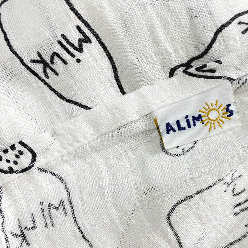 Alimos Organic Bamboo and Cotton Muslin Cloths - Soft and Gentle Baby Swaddle Blankets - Multi-Purpose Burp Cloths and Nursing Covers (120_x_120_cm, Black & White)