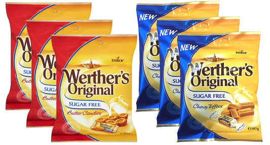 Werthers Sugar Free 3 of Each Toffees and Candies 80g Bags