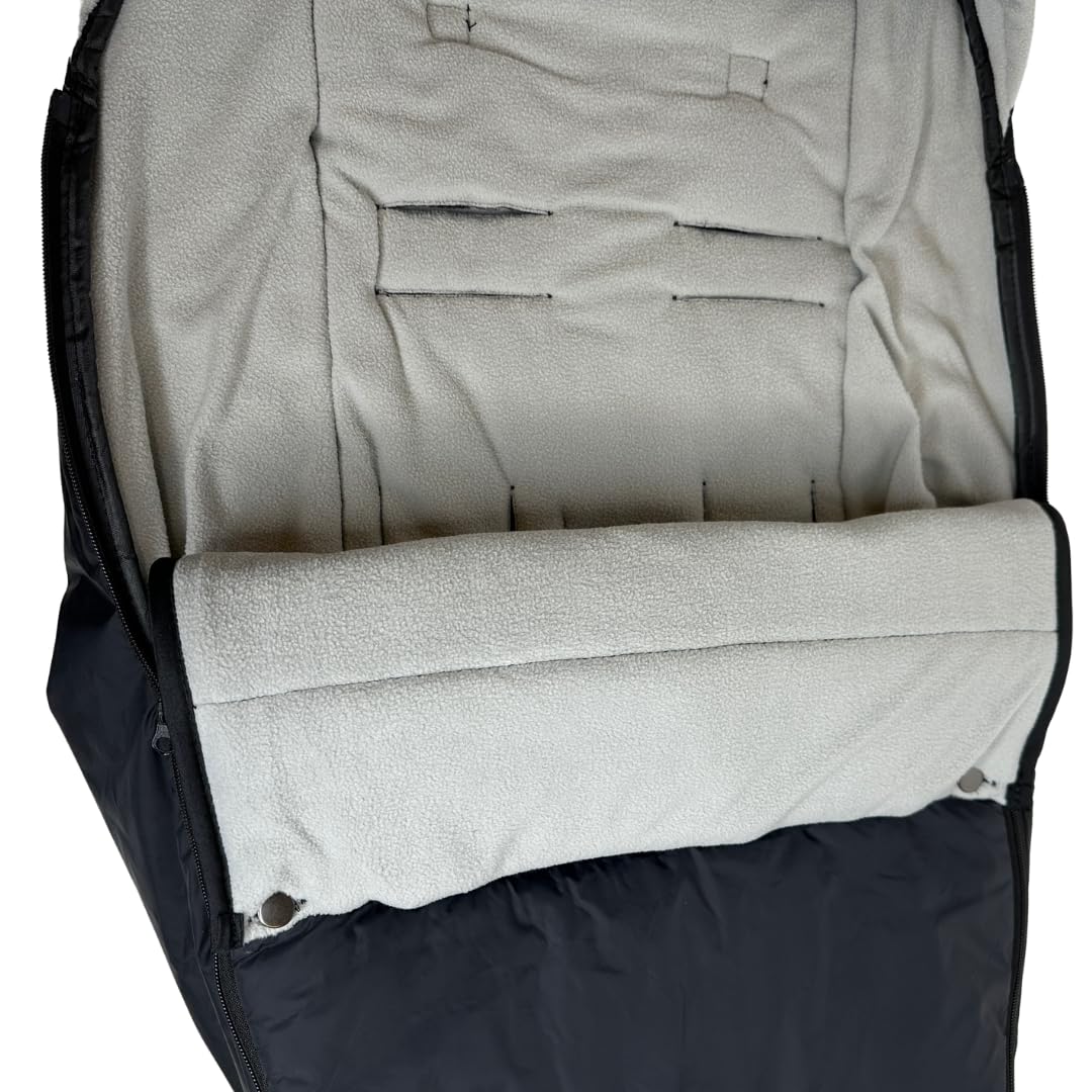 Alimos Pram Footmuff - Cosy Toes Fit Toddler for Stroller & Buggy Warm and Soft Polar Fleece Lined Foot Muff Waterproof (Black)