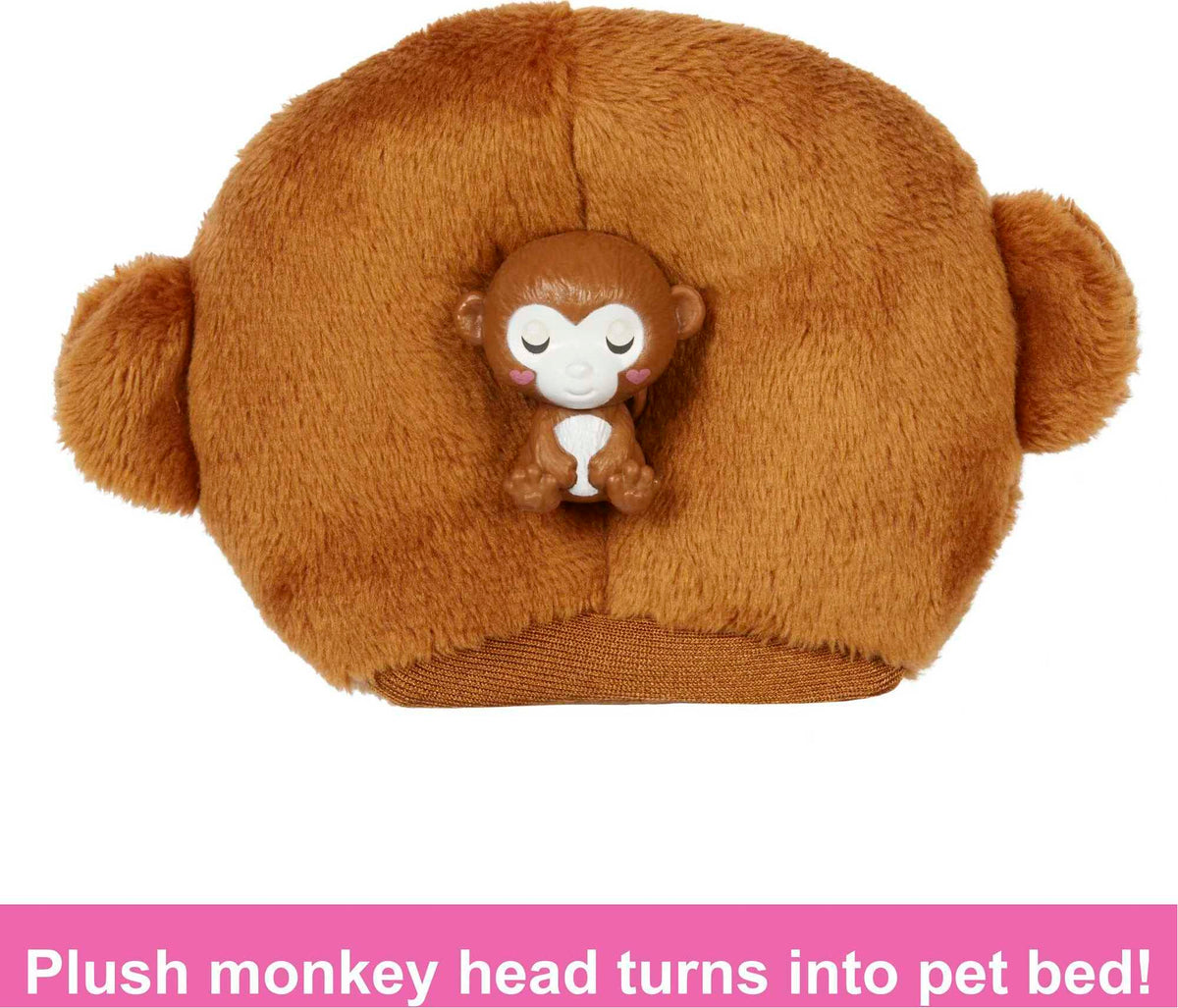 Barbie Dolls and Accessories, Cutie Reveal Doll with Monkey Plush Costume & 10 Surprises Including Color Change, Jungle Series