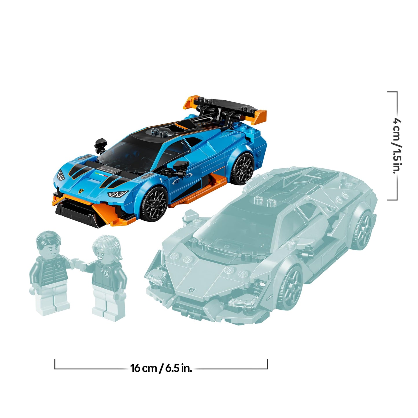 LEGO Speed Champions Lamborghini Revuelto & Huracán STO - Toy Race Cars Model Kit incl. 2 Driver Minifigures - Birthday Gift for 10+ Year Old Boys - 77238
