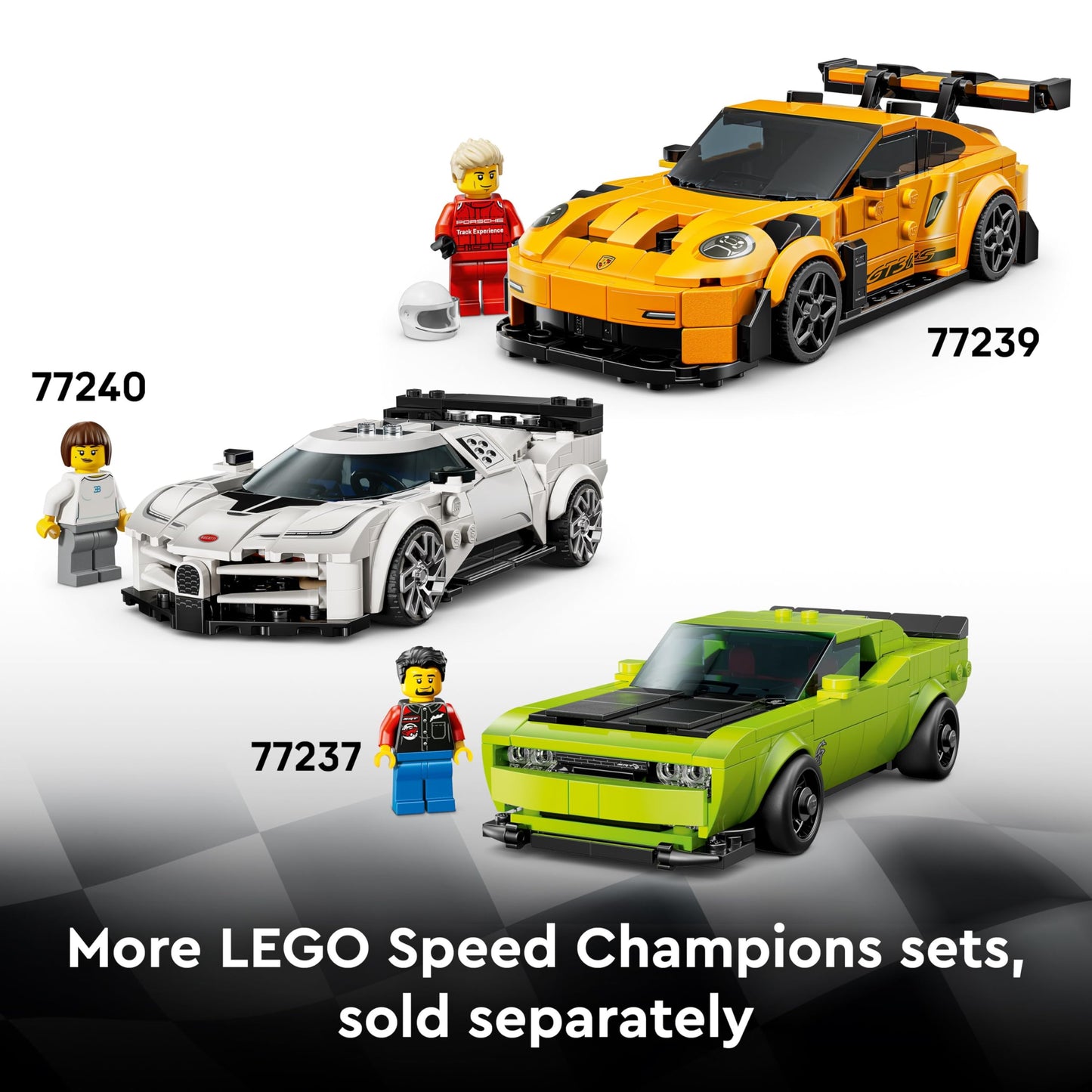 LEGO Speed Champions Lamborghini Revuelto & Huracán STO - Toy Race Cars Model Kit incl. 2 Driver Minifigures - Birthday Gift for 10+ Year Old Boys - 77238