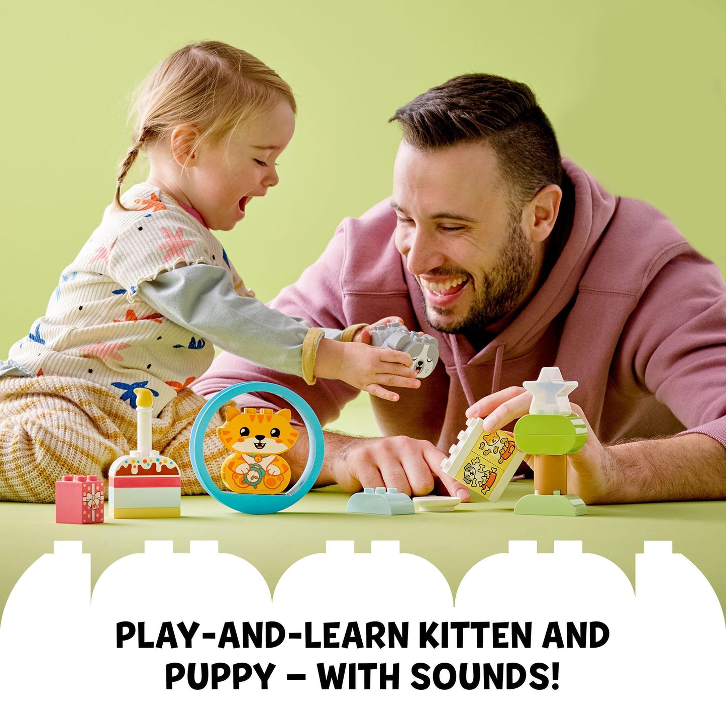 LEGO 10977 DUPLO My First Puppy & Kitten With Sounds Pet Animal Toys for Toddlers 1 .5-3 Years Old, Early Development Set with Large Bricks