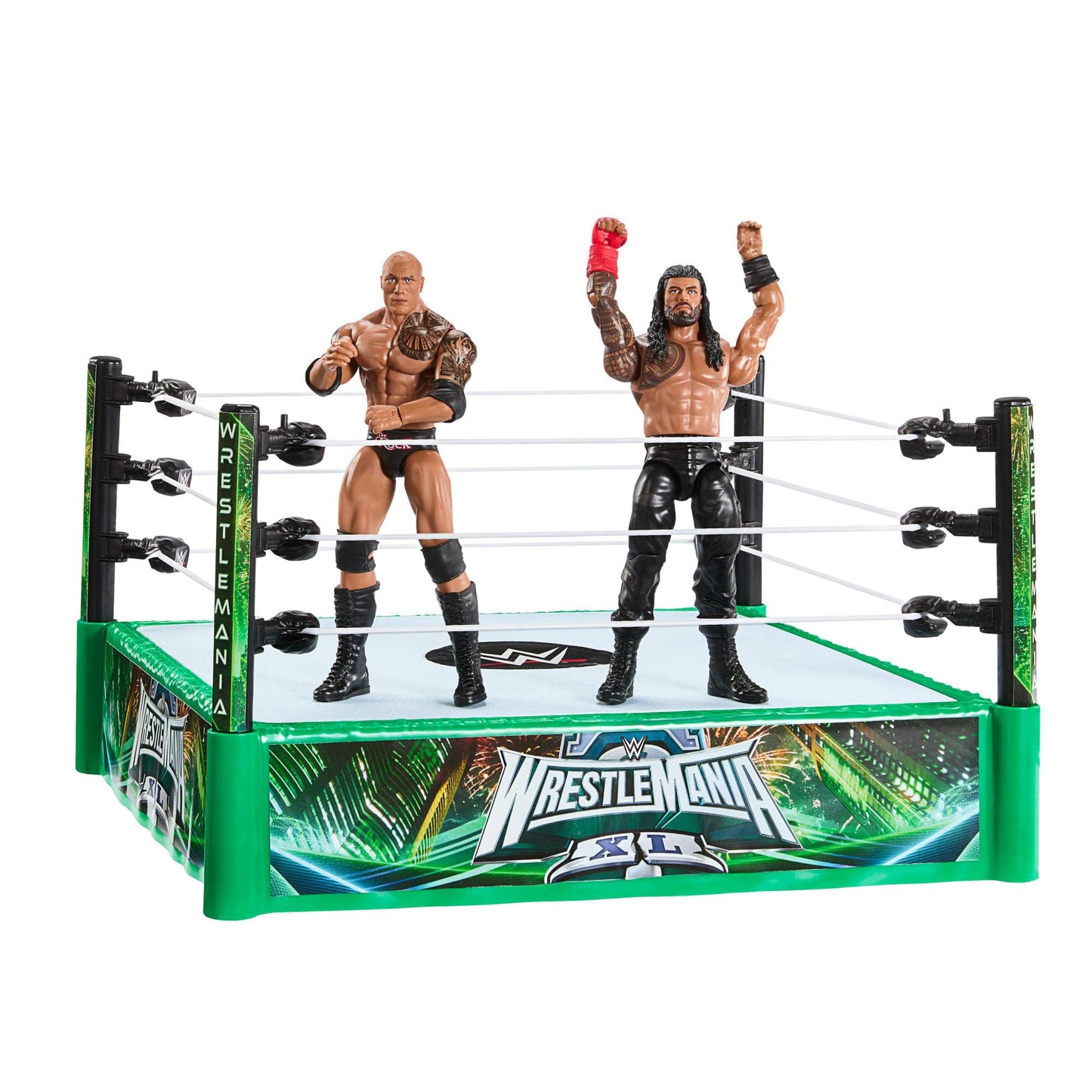 Mattel WWE Bloodline Rules Playset with Ring & 2 Action Figures, Includes The Rock & Roman Reigns 6-inch Superstar Collectibles, JDB55