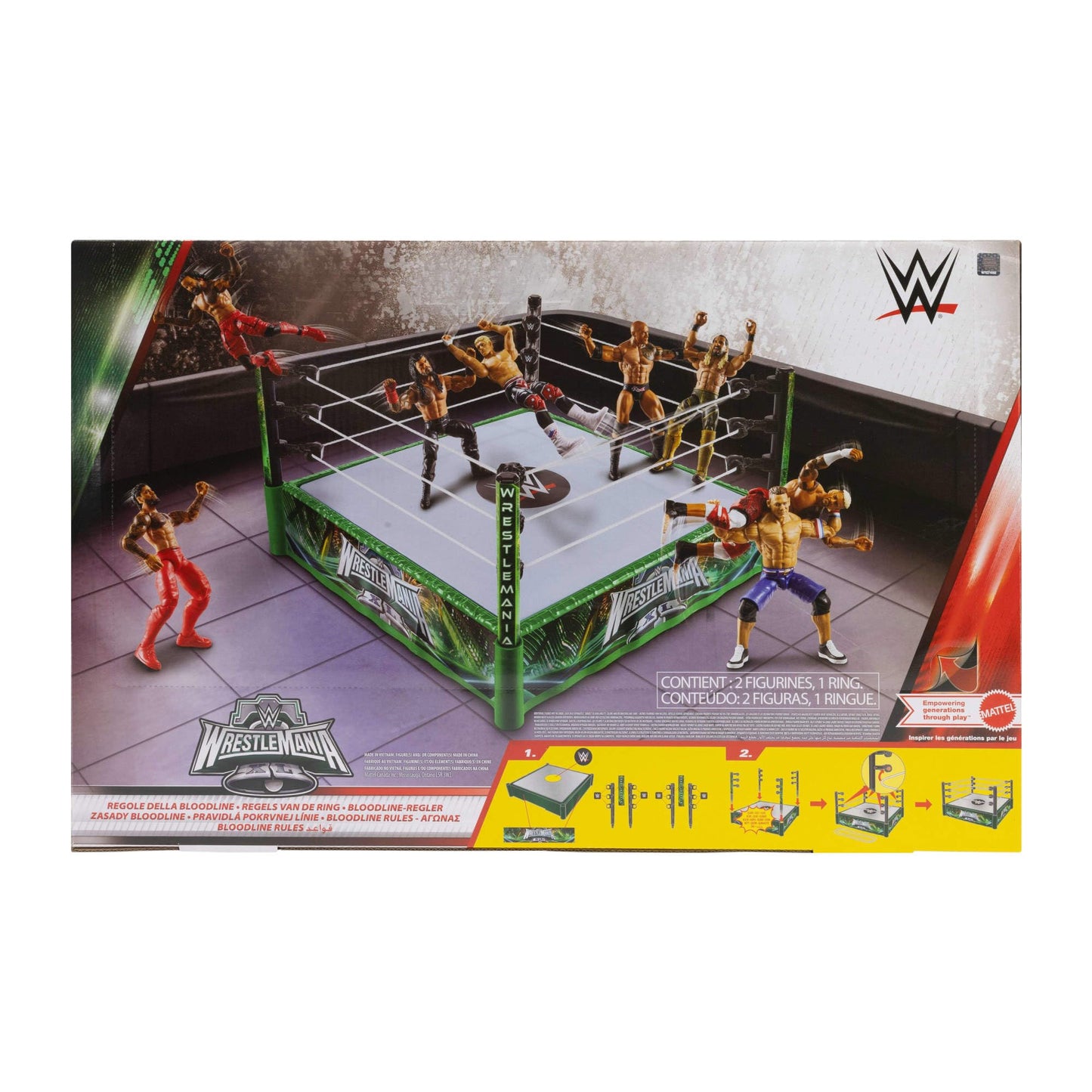 Mattel WWE Bloodline Rules Playset with Ring & 2 Action Figures, Includes The Rock & Roman Reigns 6-inch Superstar Collectibles, JDB55