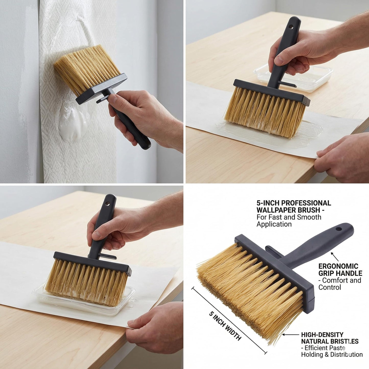 Tsekouri Wallpaper Hanging Kit: 2x Solvite All Purpose Wallpaper Adhesive 3 Roll + 50% Free and 5 Inch Wallpaper Brush, Complete Decorating Bundle