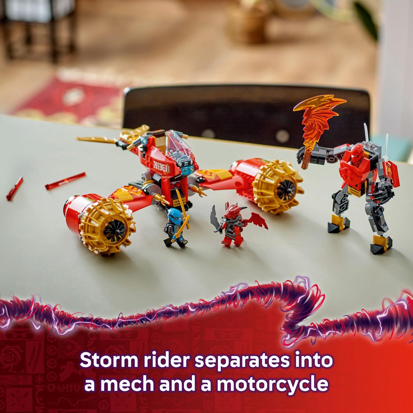 LEGO NINJAGO Kai’s Mech Storm Rider - Ninja Toy with a Flying Motorbike, Action Figure & 3 Minifigures - Birthday Gift Idea for 7 Plus Year Old Boys, Girls and Dragons Rising Fans 71830
