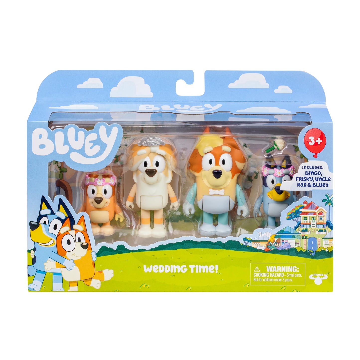 Bluey Figure 4-Pack Wedding Time | Re-enact Uncle Rad And Frisky's Wedding Day And Bingo Flower Girl Figures