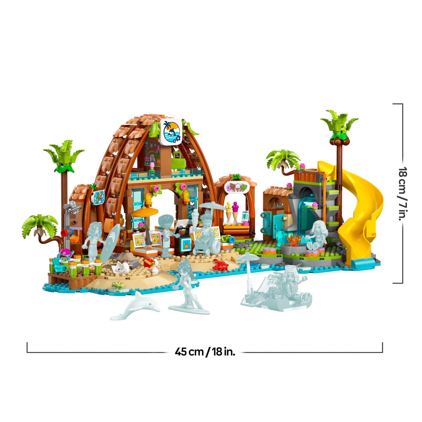 LEGO Friends Family Holiday Beach Resort Toy with 6 Mini Dolls, plus Turtle & Dolphin Animal Figures, an Ice Cream Stand and Accessories - Creative Birthday Gift for 8+ Year Old Girls - 42673
