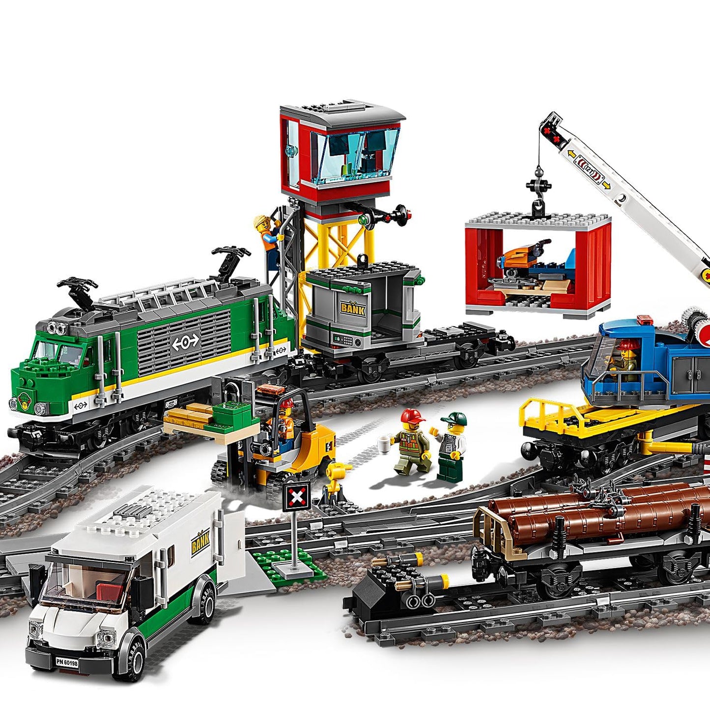 LEGO City Cargo Train Toy with Motorized Remote Control Engine, incl. Rail Tracks, Signal Lights & Control Center - 6-12 Year Old Boys & Girls Gifts - 60198