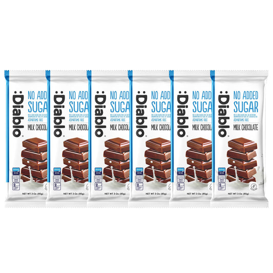 Diablo No Added Sugar Milk Chocolate Bar – Maltitol Sweetened, Low Carb & Gluten-Free Treat, Ideal Snack for All – Celebrate Any Occasion, Birthdays, Valentine’s, Anniversary – 85g, 6 Packs