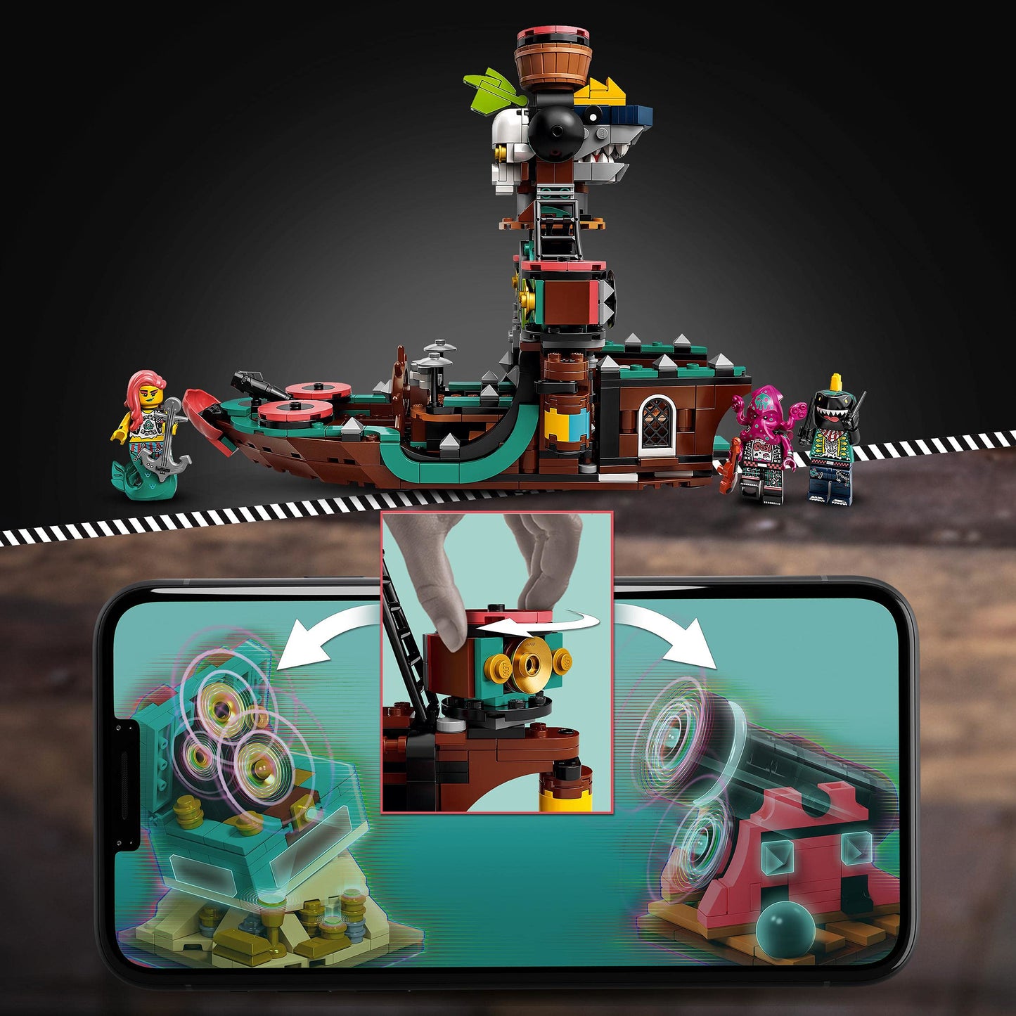 LEGO 43114 VIDIYO Punk Pirate Ship BeatBox Music Video Maker Musical Toy for Kids, Augmented Reality Set with App