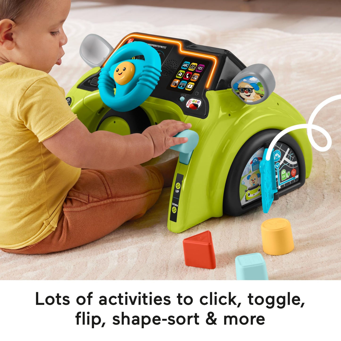 Fisher-Price Baby & Toddler Learning Toy Laugh & Learn Sit & Steer Driver Car Activity Center with Smart Stages for Ages 6+ Months, HTW88