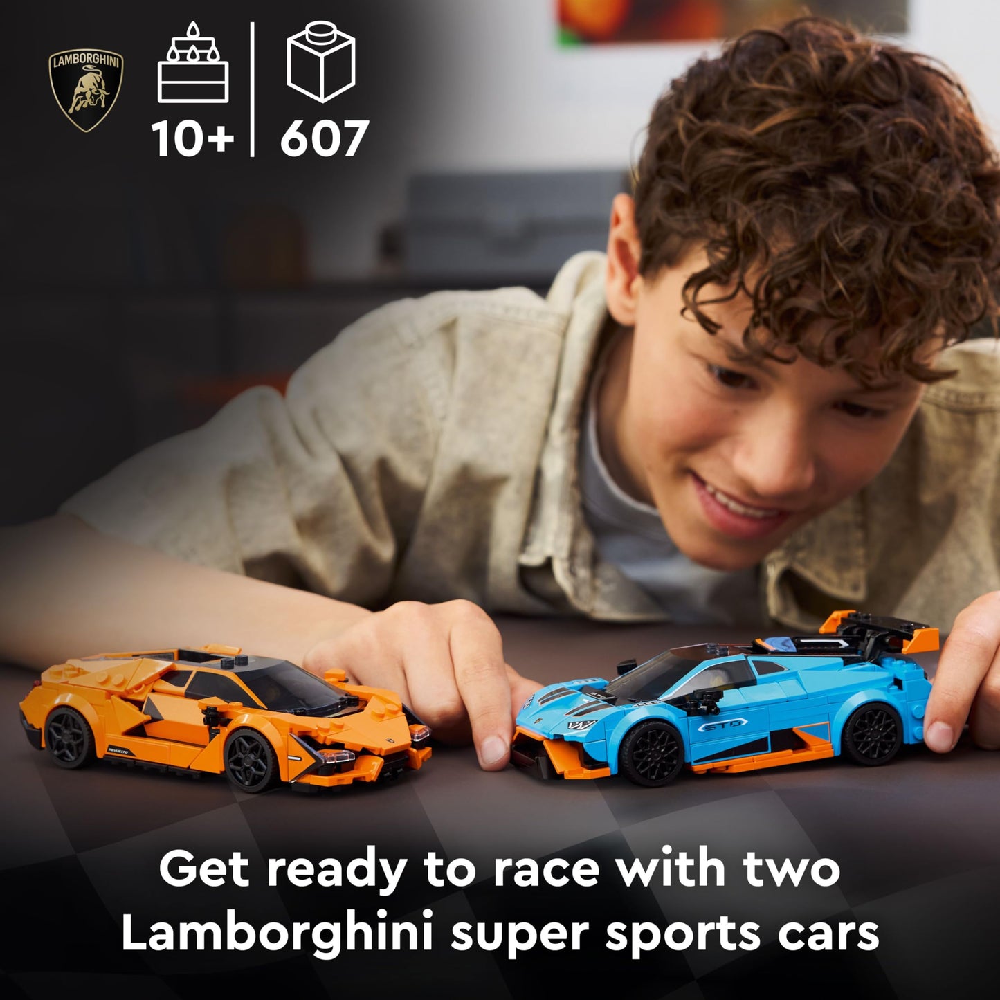 LEGO Speed Champions Lamborghini Revuelto & Huracán STO - Toy Race Cars Model Kit incl. 2 Driver Minifigures - Birthday Gift for 10+ Year Old Boys - 77238