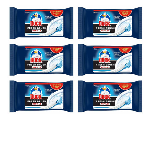 6X Duck Fresh Brush Refills (6 Packs, 72 Flushable Cleaning Pads)- Biodegradable- Duck Toilet Bowl Cleaner