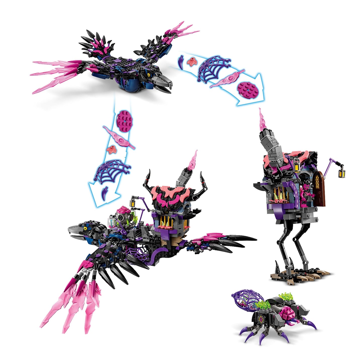 LEGO DREAMZzz 3in1 The Never Witch’s Midnight Raven Animal Toy for 9 Plus Year Old Boys & Girls, Rebuild a Fantasy Hut as a House, Spider or Bird Figure, Birthday Gift Idea 71478
