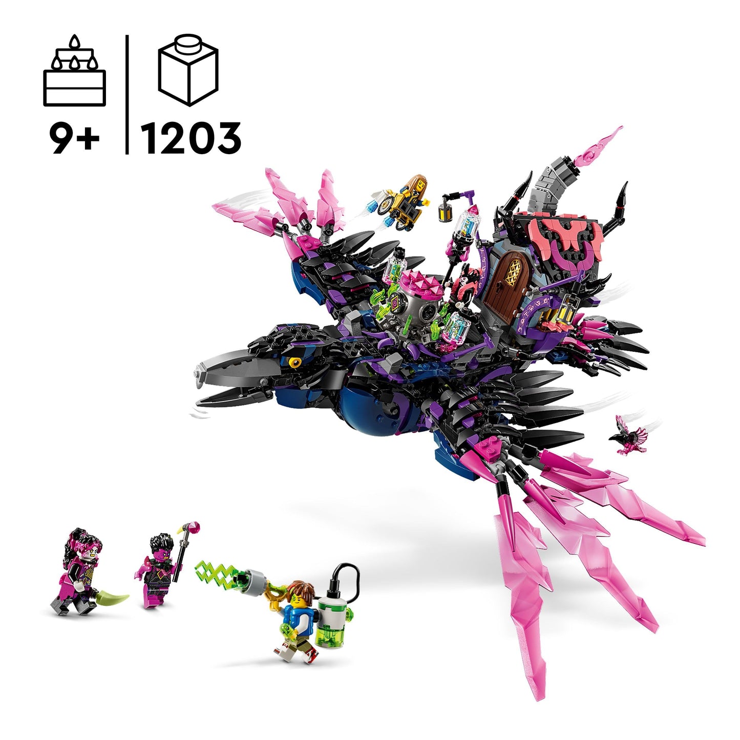 LEGO DREAMZzz 3in1 The Never Witch’s Midnight Raven Animal Toy for 9 Plus Year Old Boys & Girls, Rebuild a Fantasy Hut as a House, Spider or Bird Figure, Birthday Gift Idea 71478