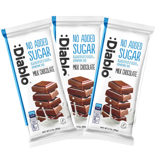 Diablo No Added Sugar Milk Chocolate Bar – Maltitol Sweetened, Low Carb & Gluten-Free Treat, Ideal Snack for All – Celebrate Any Occasion, Birthdays, Valentine’s, Anniversary – 85g, 3 Packs