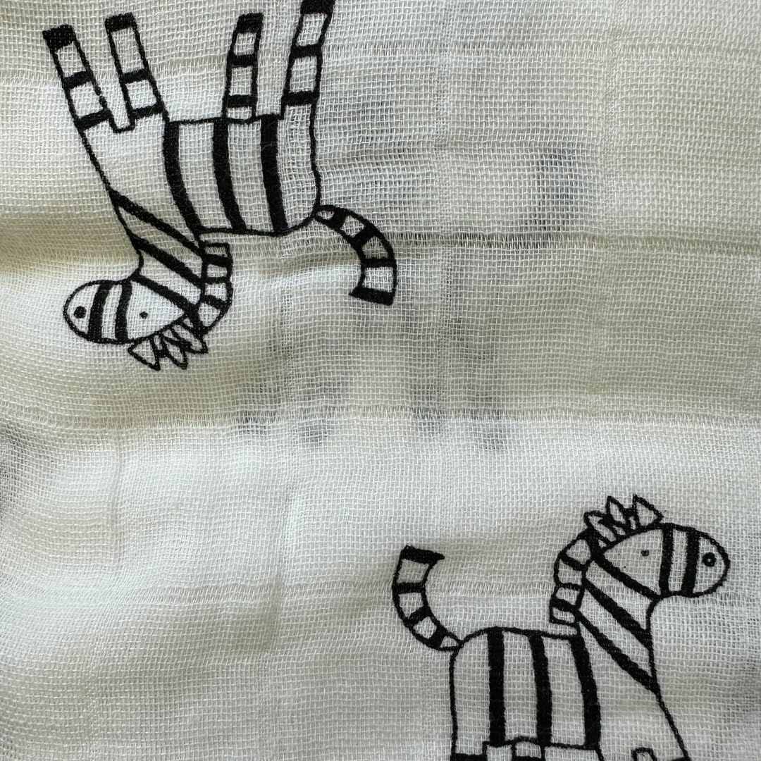 Alimos Organic Bamboo and Cotton Muslin Cloths - Soft and Gentle Baby Swaddle Blankets - Multi-Purpose Burp Cloths and Nursing Covers (120_x_120_cm, Black & White)