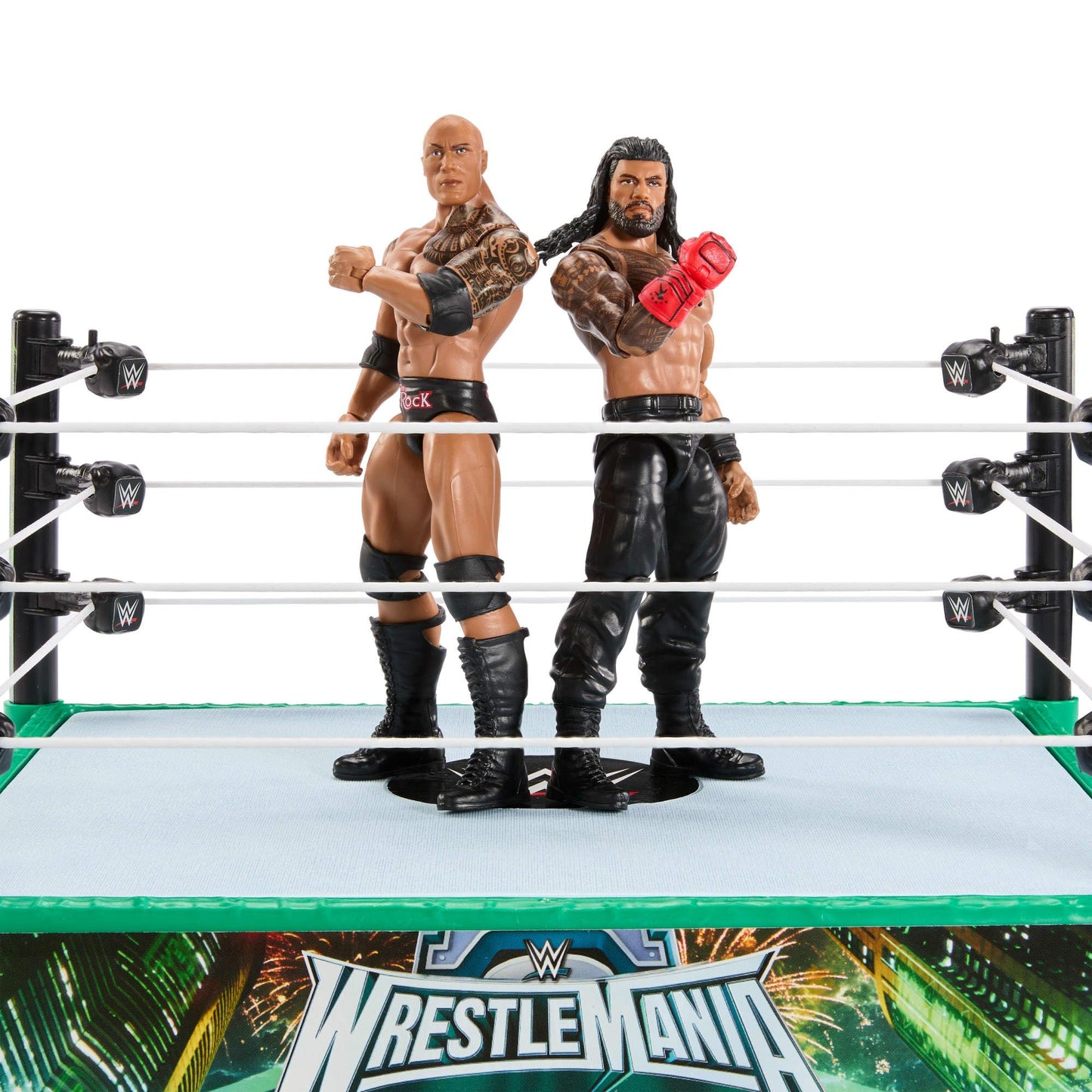 Mattel WWE Bloodline Rules Playset with Ring & 2 Action Figures, Includes The Rock & Roman Reigns 6-inch Superstar Collectibles, JDB55