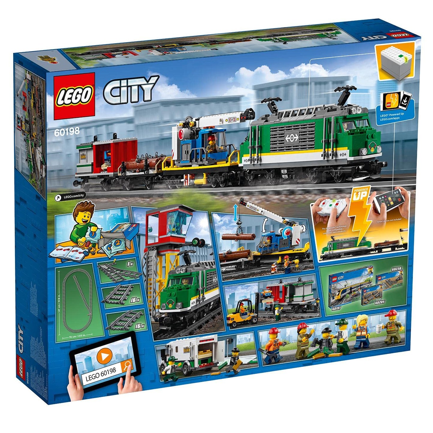 LEGO City Cargo Train Toy with Motorized Remote Control Engine, incl. Rail Tracks, Signal Lights & Control Center - 6-12 Year Old Boys & Girls Gifts - 60198