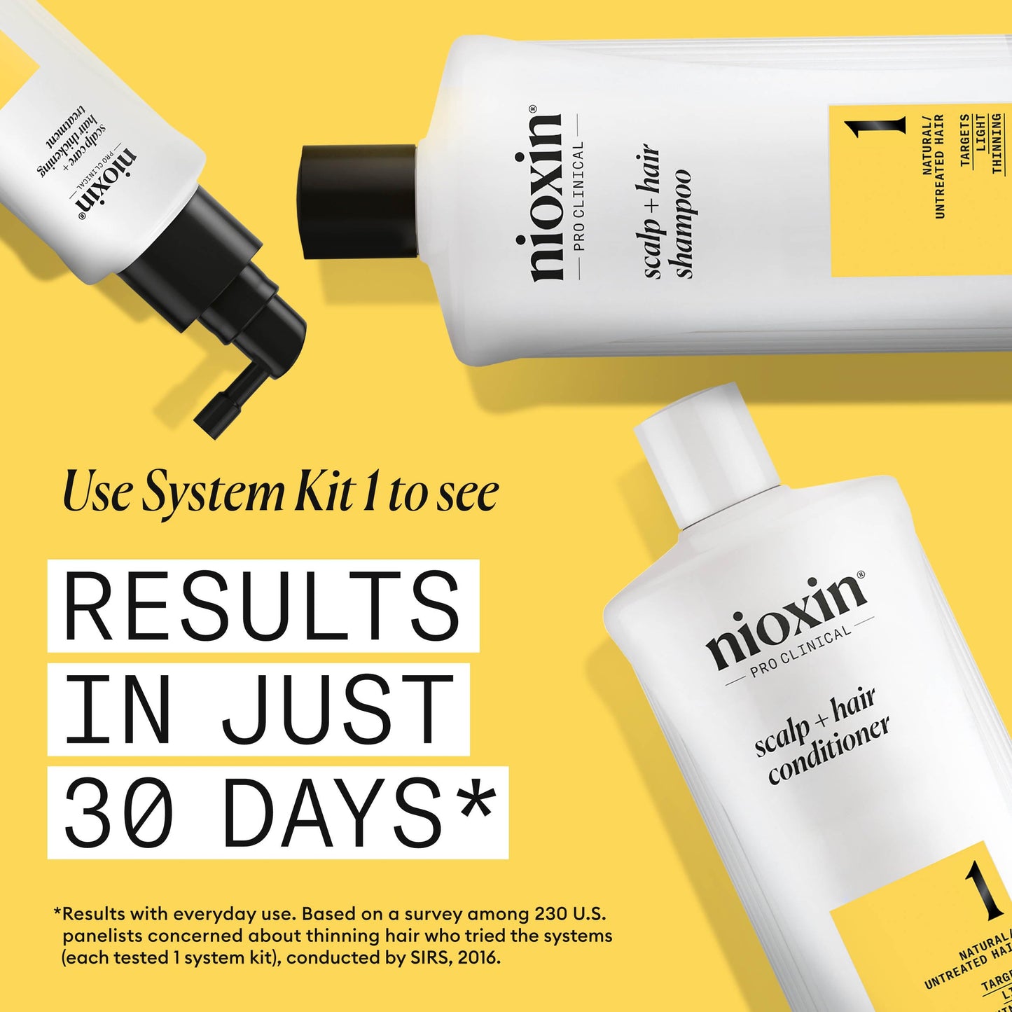 Nioxin System 1 Scalp + Hair Shampoo - Hair Thickening Shampoo For Natural Hair with Light Thinning - with Biotin & Niacinamide (1l)