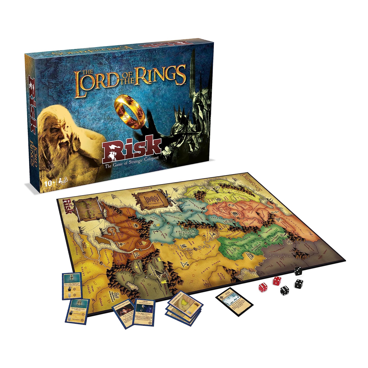 Winning Moves Lord of the Rings RISK Strategy Board Game, Join the Middle-Earth battle covering events of the Fellowship of the Ring, The Two Towers and Return of the King, gift for ages 18 plus