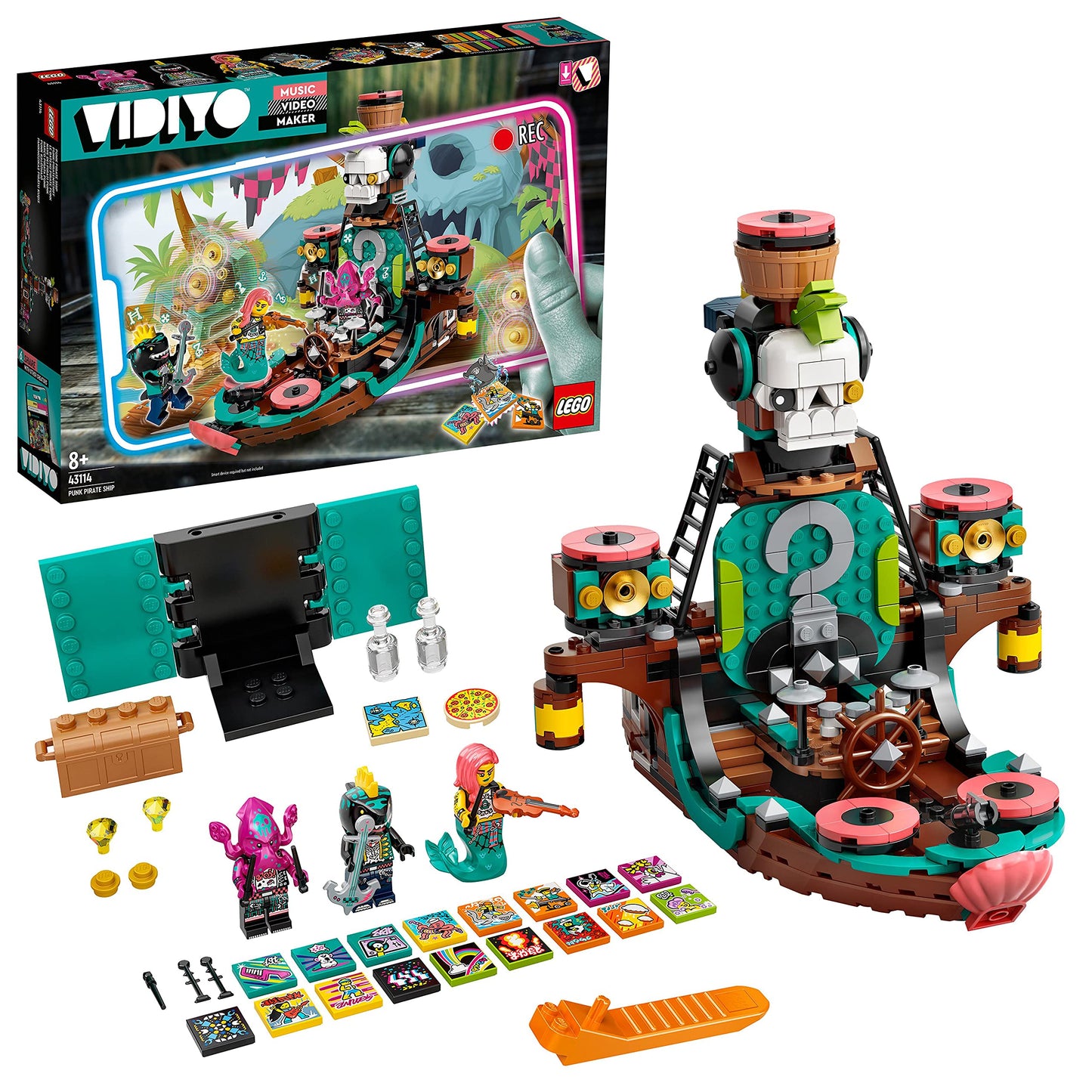 LEGO 43114 VIDIYO Punk Pirate Ship BeatBox Music Video Maker Musical Toy for Kids, Augmented Reality Set with App