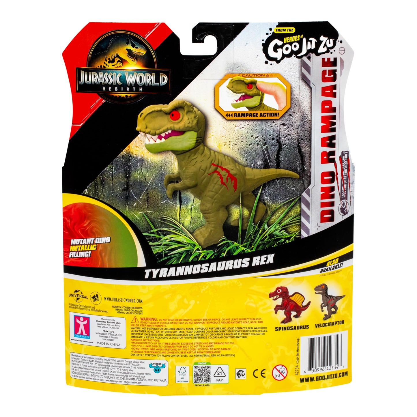 Heroes of Goo Jit Zu Jurassic World Rebirth Dino Rampage Tyrannosaurus Rex, Super Squishy And Stretchy, With Rampage Action Chomping Jaws