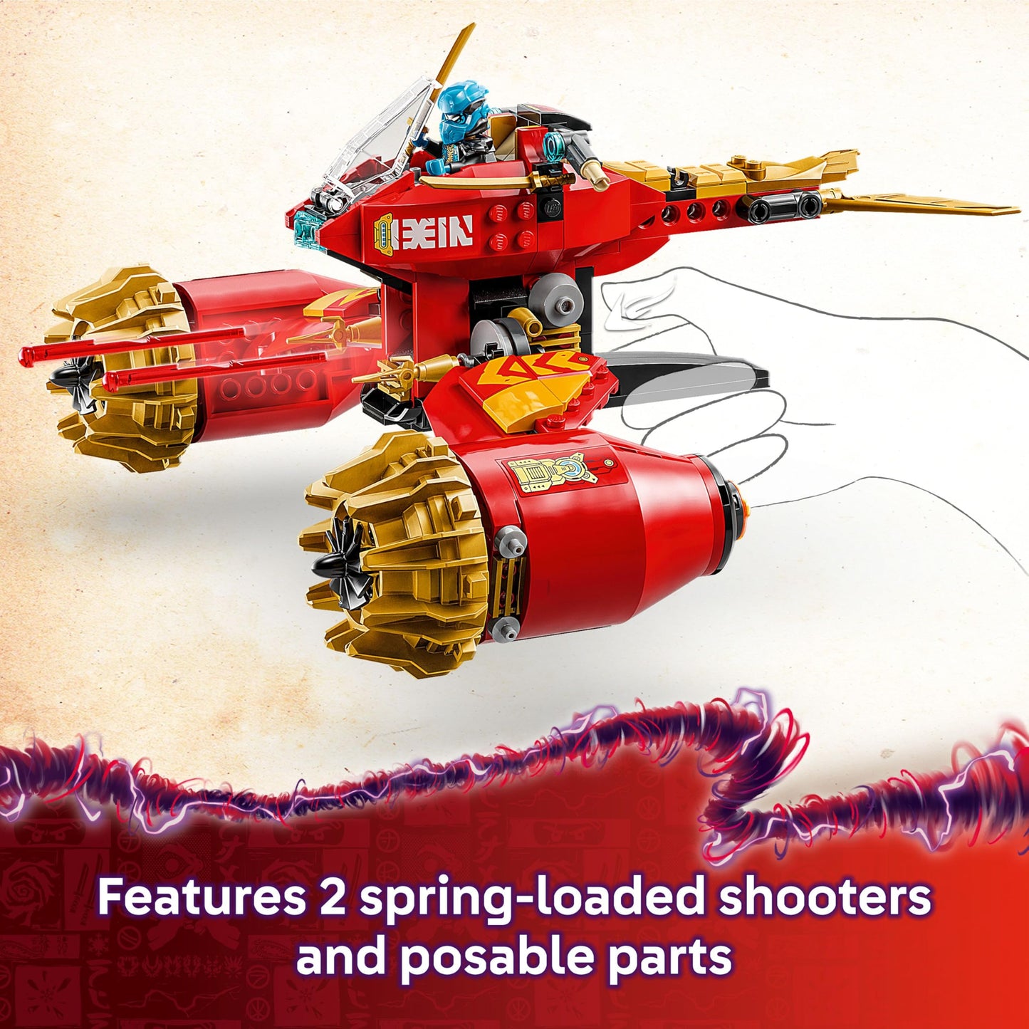 LEGO NINJAGO Kai’s Mech Storm Rider - Ninja Toy with a Flying Motorbike, Action Figure & 3 Minifigures - Birthday Gift Idea for 7 Plus Year Old Boys, Girls and Dragons Rising Fans 71830