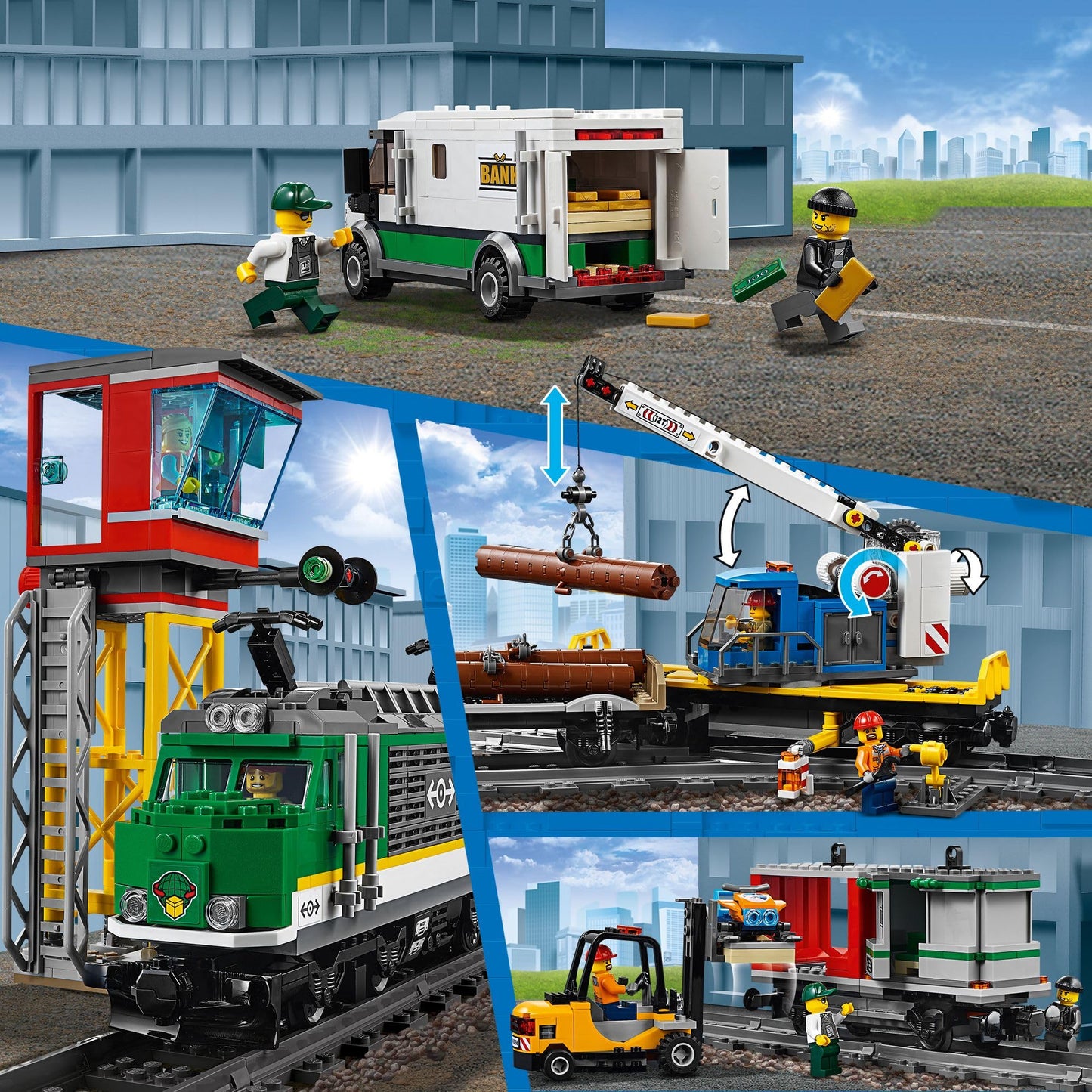 LEGO City Cargo Train Toy with Motorized Remote Control Engine, incl. Rail Tracks, Signal Lights & Control Center - 6-12 Year Old Boys & Girls Gifts - 60198