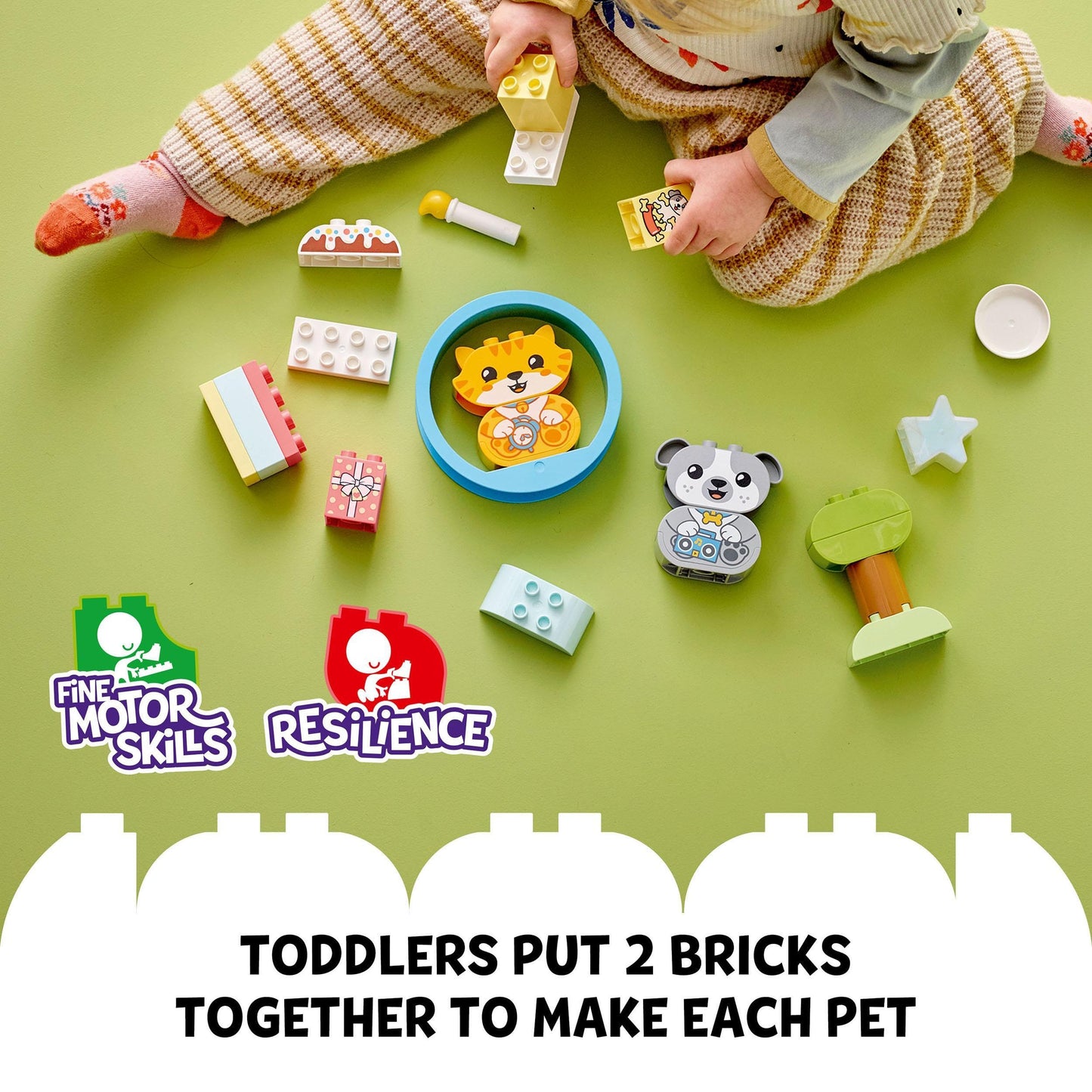 LEGO 10977 DUPLO My First Puppy & Kitten With Sounds Pet Animal Toys for Toddlers 1 .5-3 Years Old, Early Development Set with Large Bricks
