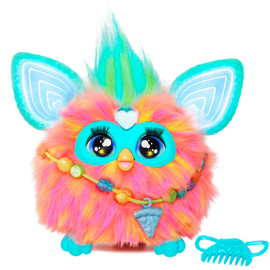 Furby Coral Interactive Plush Toy - English Version, 6 inch