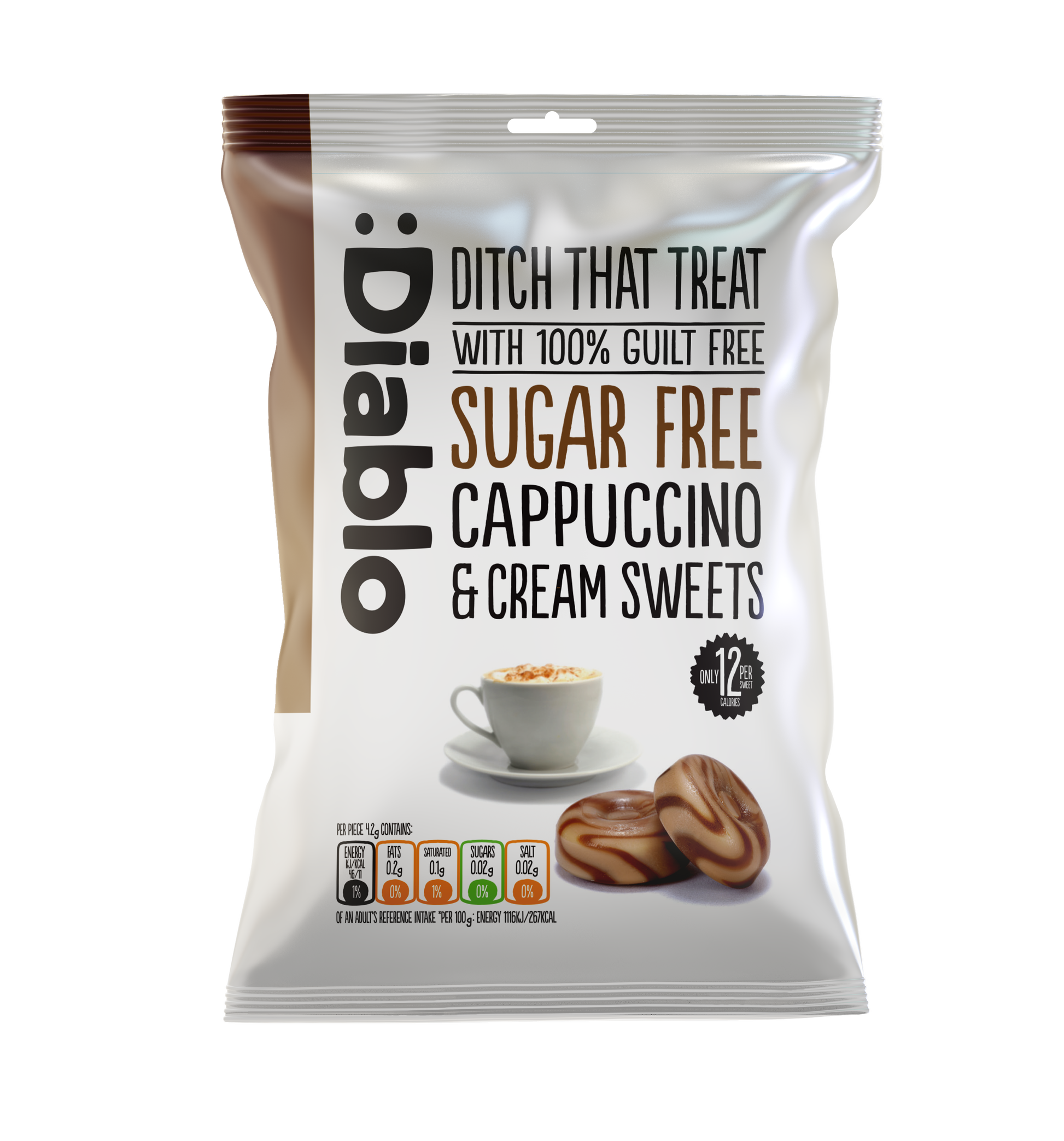 Diablo Sugar Free Cappuccino & Cream Sweets 75g bag