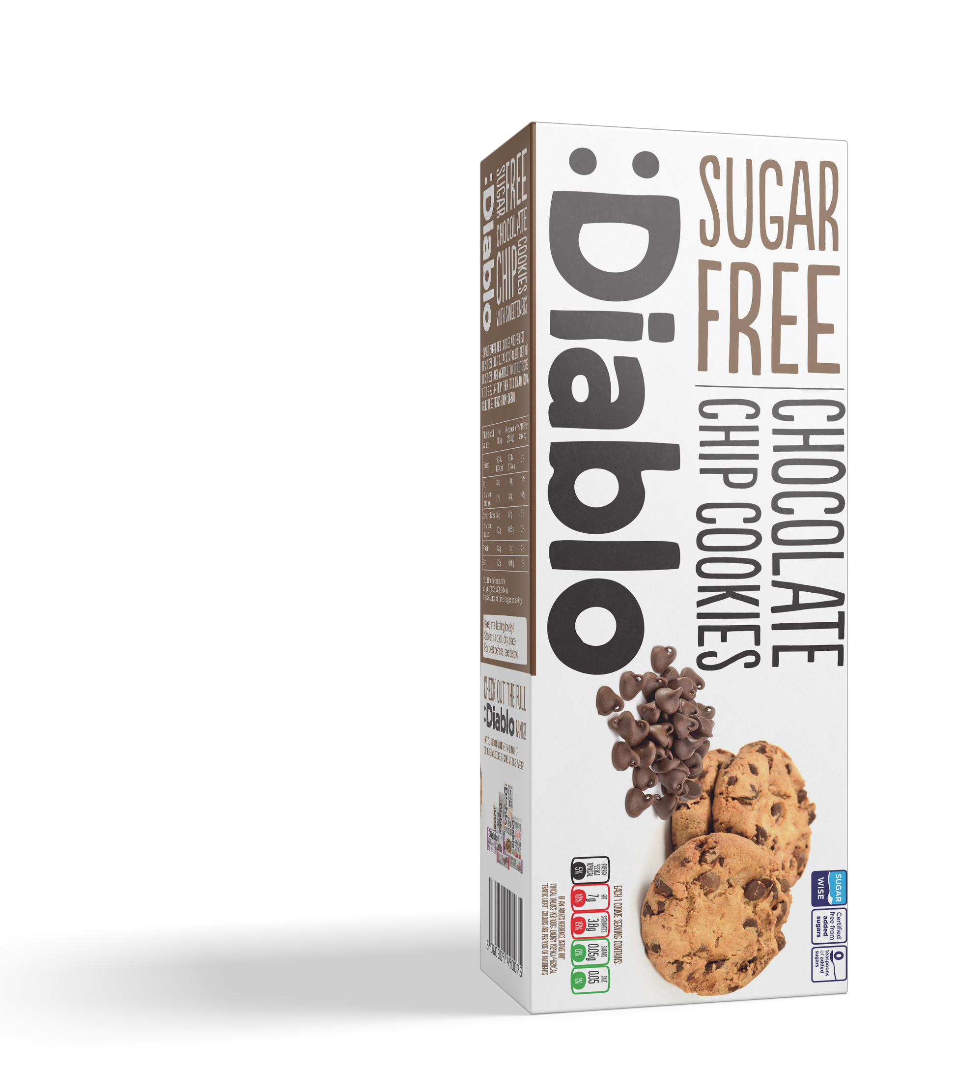 Diablo Sugar Free Chocolate Chip Cookies 130g box