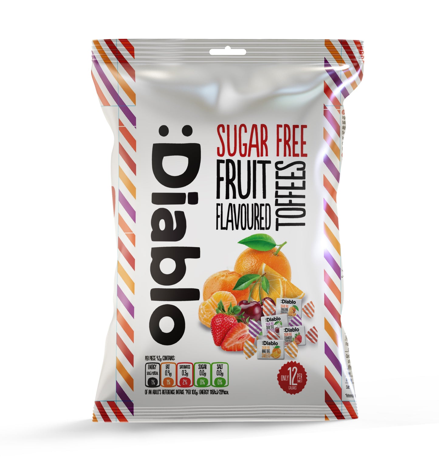 Diablo Sugar Free Fruit Flavoured Toffees 75g bag