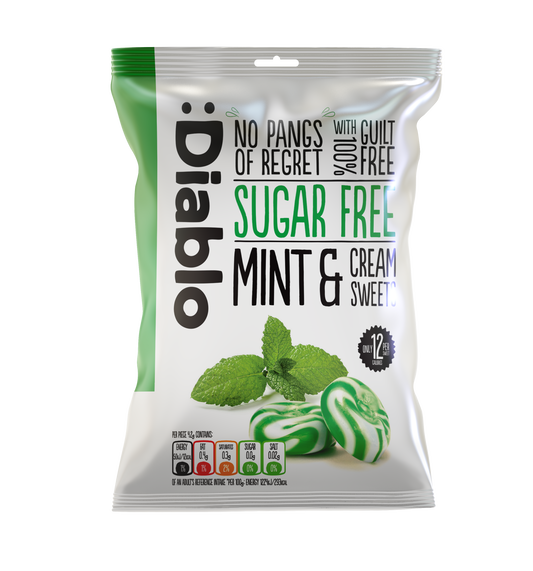 Diablo Sugar Free Mint & Cream Sweets 75g bag