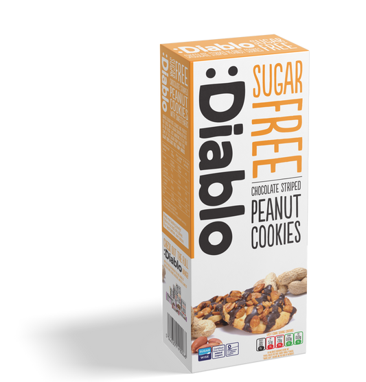 Diablo Sugar Free Chocolate Striped Peanut Cookies 150g box