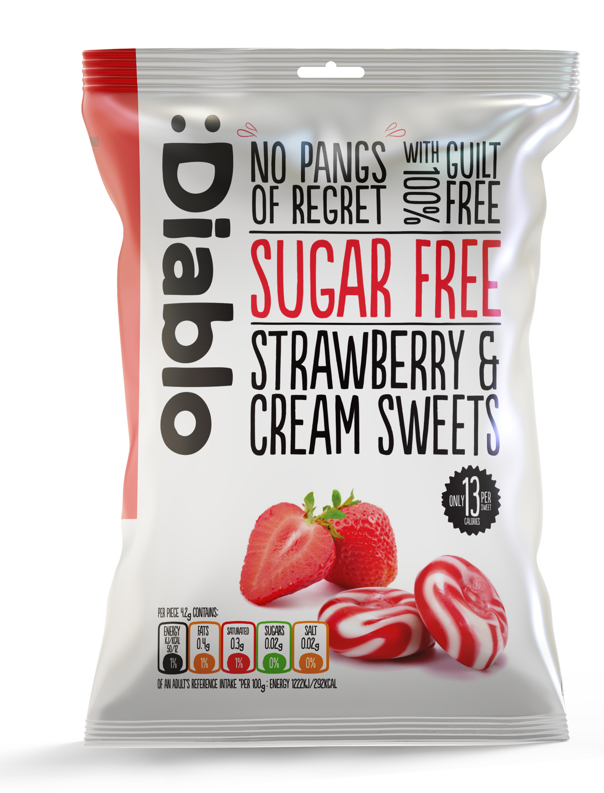 Diablo Sugar Free Strawberry & Cream Sweets 75g bag